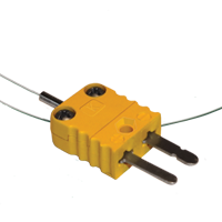 Miniature 0.25, 0.5 and 0.75mm dia Mineral Insulated Thermocouple with Miniature Flat Pin Plug